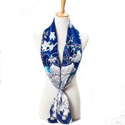 China Square Foulard Italian white satin high quality printed silk scarf for painting for sale