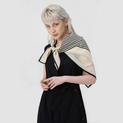 China 100% Digital Square Scarf High Quality Print Women Pure Silk White And Black Stripe Silk Scarf Shawls for sale