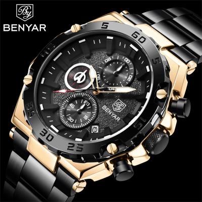 China 2021 New BENYAR New Multifunctional Automatic Date Quartz Men Luxury Chronograph Watches 30M Waterproof Men Business Vintage Clock relogio masculino for sale