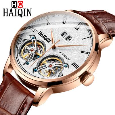 China HAIQIN Date Automatic Mens Watch Luxury Business Frosted Tourbillon Watches Male Waterproof Mechanical Automatic Wristwatch for sale