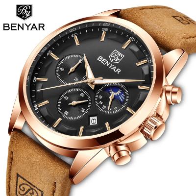 China NEW BENYAR Luxury Brand Gold Chronograph 2020 Men Sport Waterproof OEM Relogio Masculino Quartz Wrist Watch Men Watches Chronograph for sale