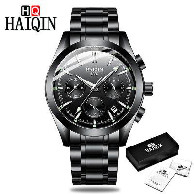 China TOP brand full men's calendar HAIQIN watch luxury fashion business class stainless steel quartz wristwatch clock relogio masculino masculino for sale