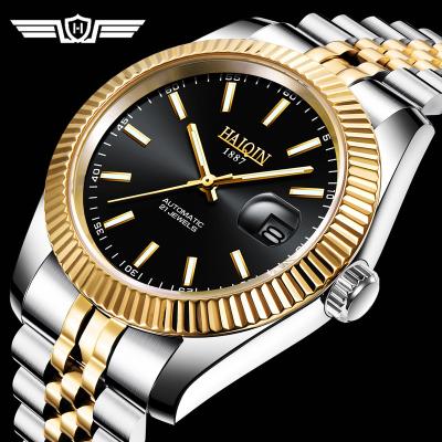 China HAIQIN 8515G Stainless Steel Business Men's Automatic Calendar Watches Top New Full Wristwatch For Men's Diamond Hand Luminous relogio for sale