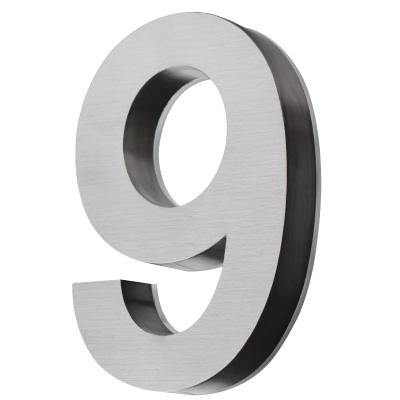 China Modern Floating House Numbers Stainless Steel Home Address Floating Number Easy Installation With Exquisite Drawing Process for sale