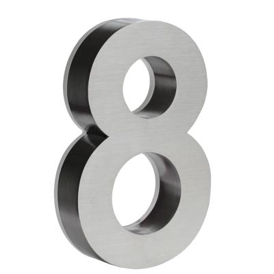 China Easy Install Modern House Numbers 10 Inch Solid Stainless Steel Address Number Sleek Floating Appearance for sale