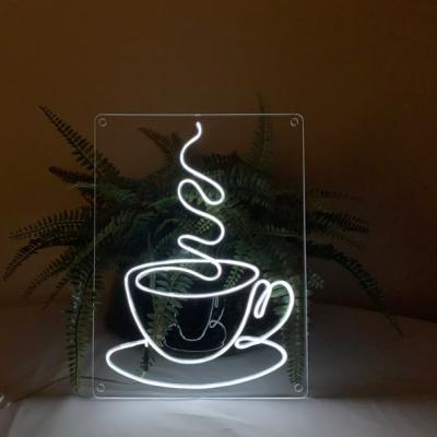 China Bar Coffee Mug LED Neon Sign Hanging Install Wall Decor for sale