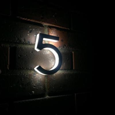 China 3D Home Metal Led Light Outdoor Waterproof Home Door Plates House Numbers Hotel Stainless Steel for sale