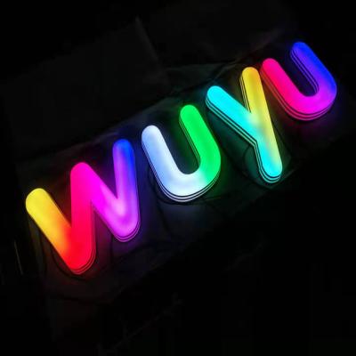 China Store front 3d plastic rgb led channel letter edgelit and frontlit signage outdoor store front signs for sale