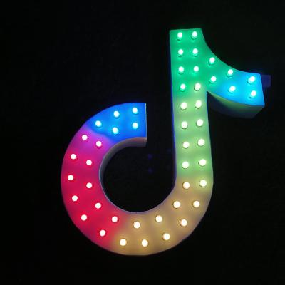 China Shop front rgb hole bulb tiktok puunching 3d led channel letter sign advertising sign store sample wall for sale