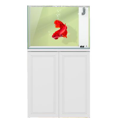 China Viable Customized Wholesale White Glass, Acrylic Medium and Large White Living Room Household Fish Tank Floor to Ceiling Fish Tank for sale