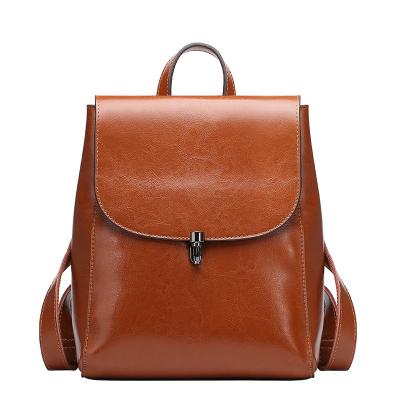 China New 2021 Korean shoulder bag fashion cowhide large capacity travel backpack waterproof ladies leather bag for sale