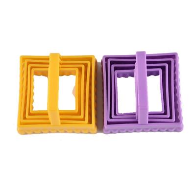 China 4Pcs Sustainable Square Custom Plastic Cookie Cutters Set Mold With Foam Mold For Fondant Tools for sale