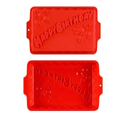 China Lixsun Food Grade Retangular Shape Cake Viable Silicone Molds Pan For Happy Birthday Cake Baking Mold for sale