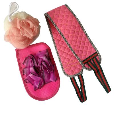 China LUMINA Stocked Exfoliating Bath Mitt Bathing Gloves 3-in-1 Bath Set Shower Exfoliator Scrubber for sale