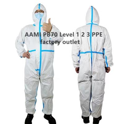 China Personal Protective Equipment (PPE) High Grade Personal Medical Protective Clothing Nonwoven PP+PE Antivirus Film PP+PE Disposable Doctor's Uniform for sale