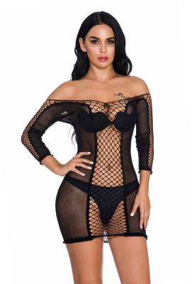 China Sexy Hot Sexy Lingerie Half Sleeve Sheath Net Short Skirt Transparent Sexy Sleepwear for sale