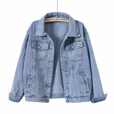 China Spring and Autumn New Women's Denim Jacket Loose Large Size Fashionable Blue Jacket Retro Women's Denim Jacket for sale