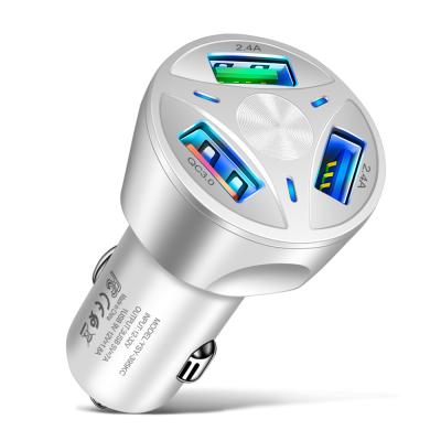 China White QC3.0 Car Charger, Smart USB Car Charger, 3 Port USB Car Charger for sale