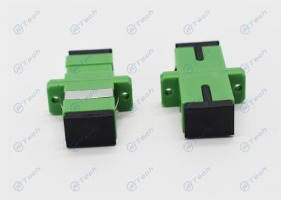 China Green Color Fiber Optic Adapter / SC Apc Simplex Adapter With Metal Clip for sale