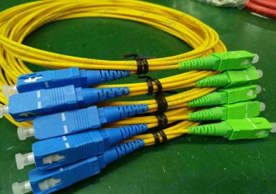 China SC Apc To SC Upc Fiber Optic Patch Cord Single Mode Simplex Yellow Color Durable for sale