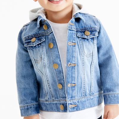 China Anti-wrinkle Fashion Kids Long Sleeve Tracksuit Cotton Denim Hoodie Boys Lattice Jackets Kids Jackets for sale