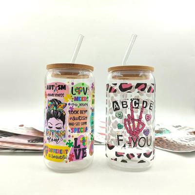 China Cartoon Factoroy Wholesale 3d Uv Dtf Cup Wraps Custom Cup Transfer Sticker for Cup for sale