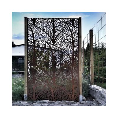 China Easily Assembled Customized Laser Cut Corten Steel Garden Screen Panels Fence for sale