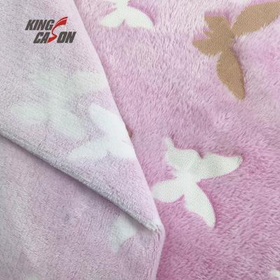 China Kingcason Breathable Butterfly Hot Selling Pink Glow In The Dark No Pilling Flannel Fabric For Blanket for sale