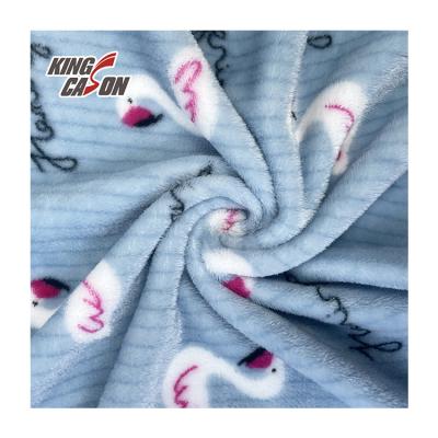 China Kingcason breathable cheap hot sale 100% polyester stripe printing flannel fleece fabric for home textile for sale