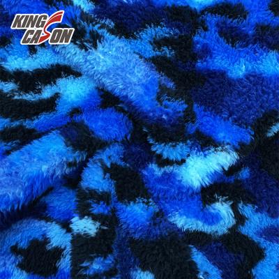 China Anti-Static Kingcason Wholesales Printed Blue Shag Sherpa Velvet Plush Fleece Fabric For Blanket for sale