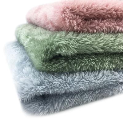 China Breathable KINGCASON 100% Polyester Long Shinny Pile Sherpa Fleece For Blanket Cloth Fabric Covers Bedding for sale