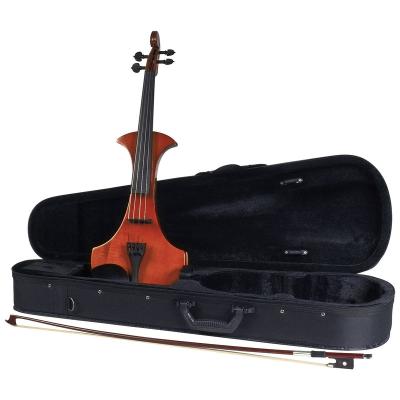 China Application Customized Ebony Electric Violin 4/4 Instrument Carbon Fiber Traction Plate With Triangular Bow Foam Case for sale