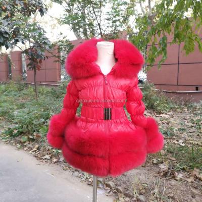 China New Style Breathable Child Winter Real Fur Down Jacket For Kids Popular Stripper Coat Casual Outwear Clothes With Big Detachable Collar for sale