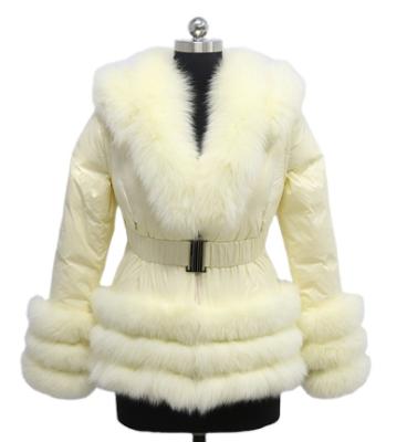 China Breathable Winter Jacket Women Stripper Ladies Down Coat With Real Fox Fur Kurtka Zimowa Damska Detachable Sleeves And Hoods for sale