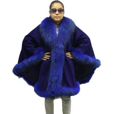 China Large Breathable White Cashmere And Fox Fur Collar Trim Cape Fur Collar Ladies Cape for sale