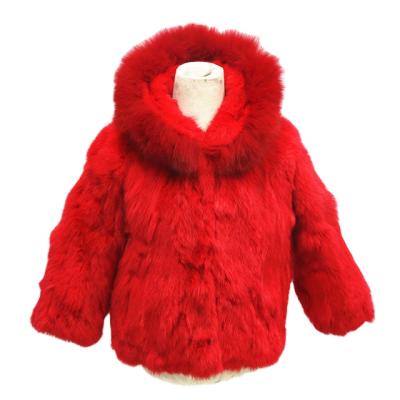 China Custom Order Breathable Rabbit Fur Coat Kids Fur Jacket With Hood for sale