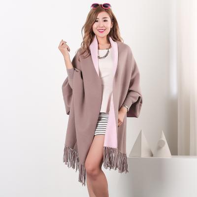 China Cashmere ready to ship ladies cashmere fabric shawl with sleeves women's scarf for sale