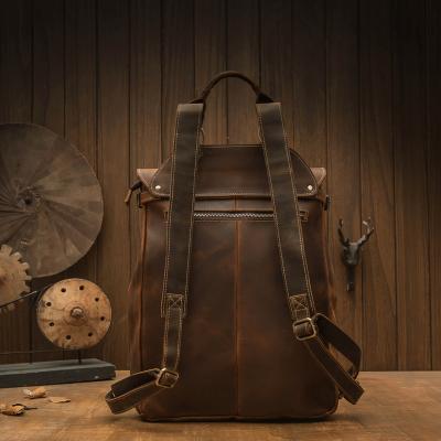 China 2021 Wholesale Custom Leather School Bag Fashion Vintage Waterproof Men's Casual Genuine Leather Travel Outdoor Travel Shoulder Bag Back for sale