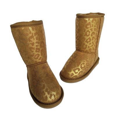 China Fashion Trend Best Selling Multi-Size Bread Style Warm Flat Sole Outdoor Kids Leopard Print Winter Snow Boots for sale