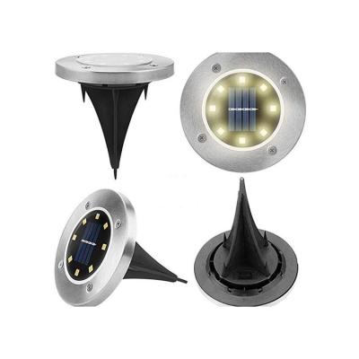 China Garden/Lawn/Garden Villas/Park New Listing Solar Powered Inground Lamp 8LED Stainless Steel Outdoor Yard Rainproof Landscape Inserted Lawn Lamp for sale