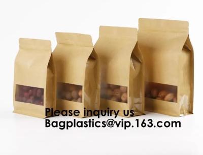 China Kraft Bags With Window, Resealable Large Kraft Ziplock Food Storage Bags,Storing Food,Nuts,Seeds,Beans,Tea Leaves, Coffe for sale