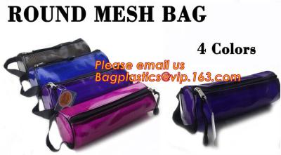 China Custom cotton printed plastic waterproof pencil bag PVC pencil case with zipper, round mesh bags, for sale