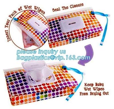 China Promotion reusable ziplock travel plastic EVA baby tissue wet wipes bag with lid, Eco-friendly plastic colorful wet tiss for sale