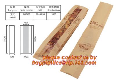 China Clear Window bleached kraft paper bag bread bag, paper kraft bag, French Baguette bread paper bag, Long Size Toast Bags, for sale