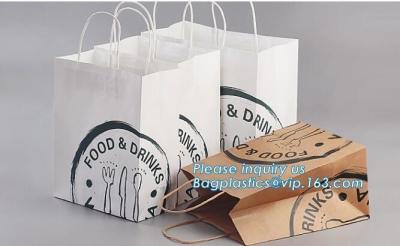 China fast food packaging grcoery brown kraft paper shopping carry bags with handles,take away fast food kraft paper bag, bage for sale