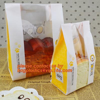 China Customize 3 Side Visible Clear Window Offset Printing Bakery Bags, Customize V Bottom with Clear Window Food Grade Toast for sale