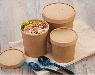 China paper soup cups with paper lids hot soup kraft paper cup,disposable kraft paper soup cup with paper lid,bagease package for sale