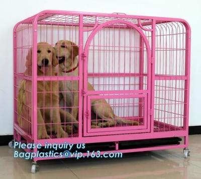 China Pet Cages, Carriers & Houses foldable double door large dog kennel house, portable strong dog cage fold able stainless s for sale