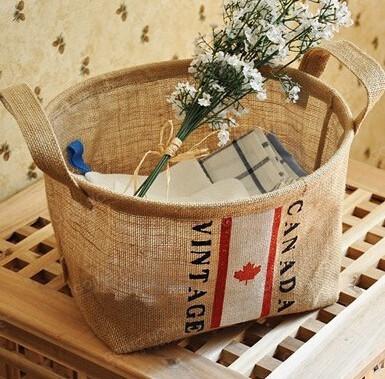 China Amazon Hot Sales Fashion Household Foldable Eco Friendly Durable Jute Storage Organizer Basket,large capacity Cotton Lin for sale