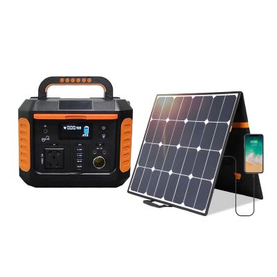 China 220v LED display portable solar power station, 1000w lithium power station portable public solar EV charging station for sale